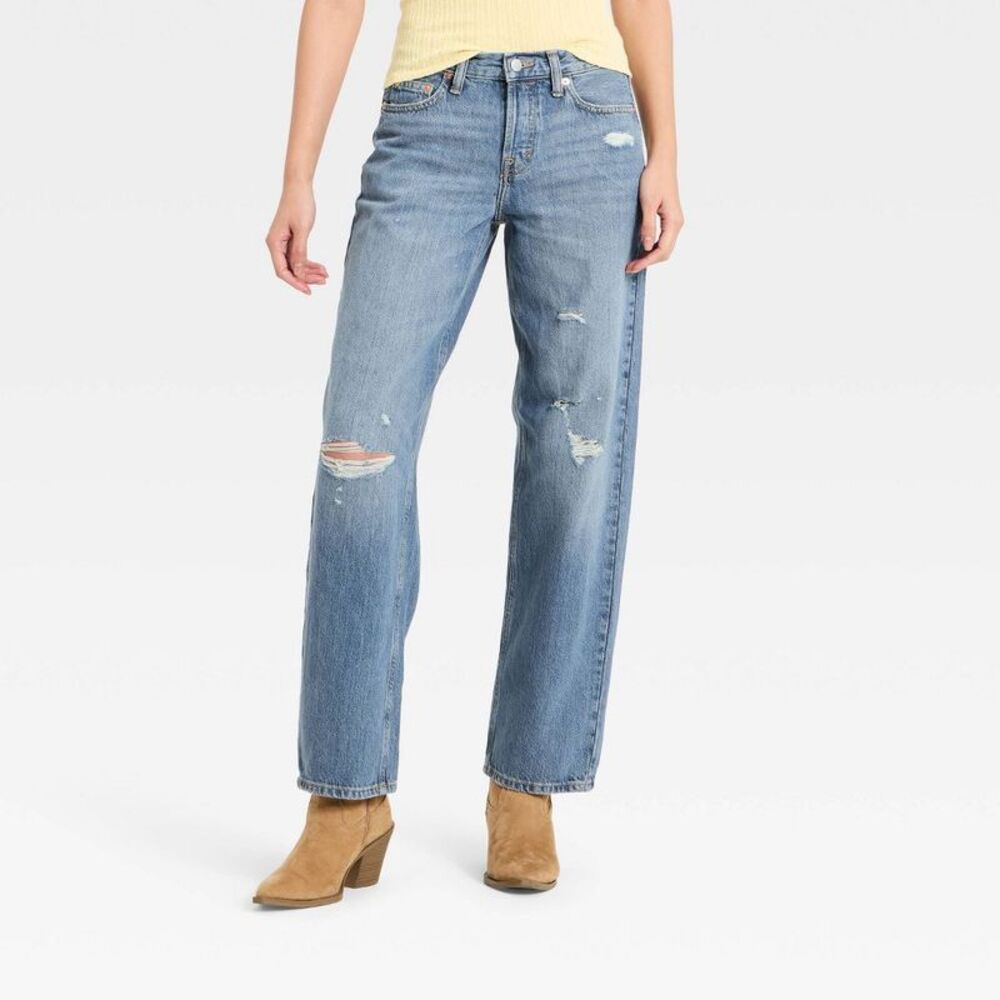 Light Blue Distressed Straight-Leg Women’s Jeans